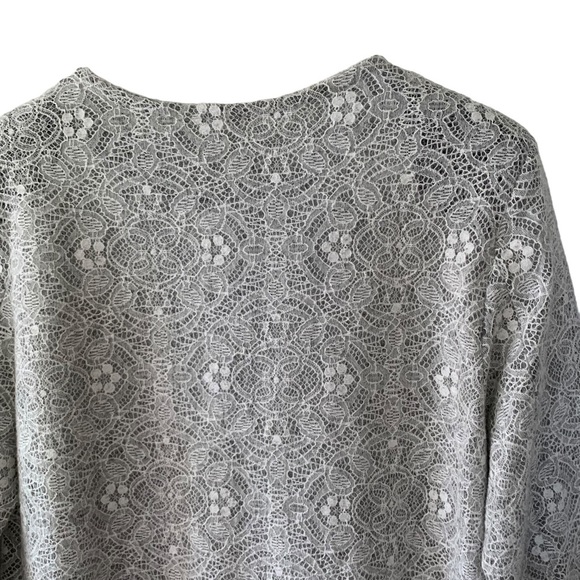 Melenara Women’s Dressy Cardigan Size Medium Grey Cream Lace Snaps Made in Italy - Picture 8 of 11